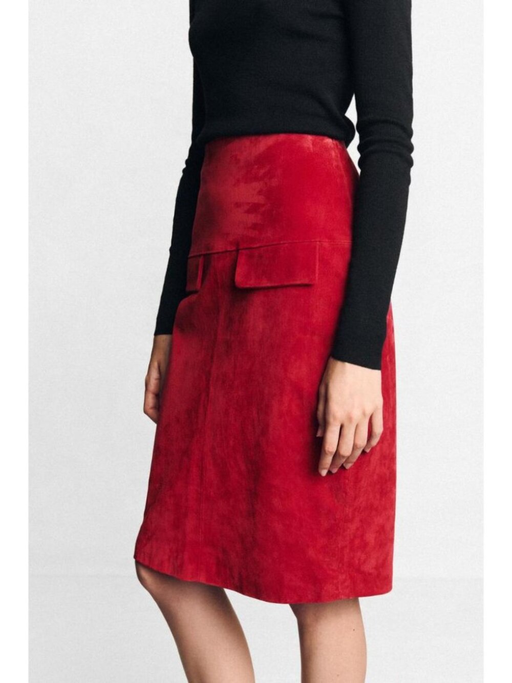 ZARA 100% LEATHER MIDI SKIRT 3046/285/632